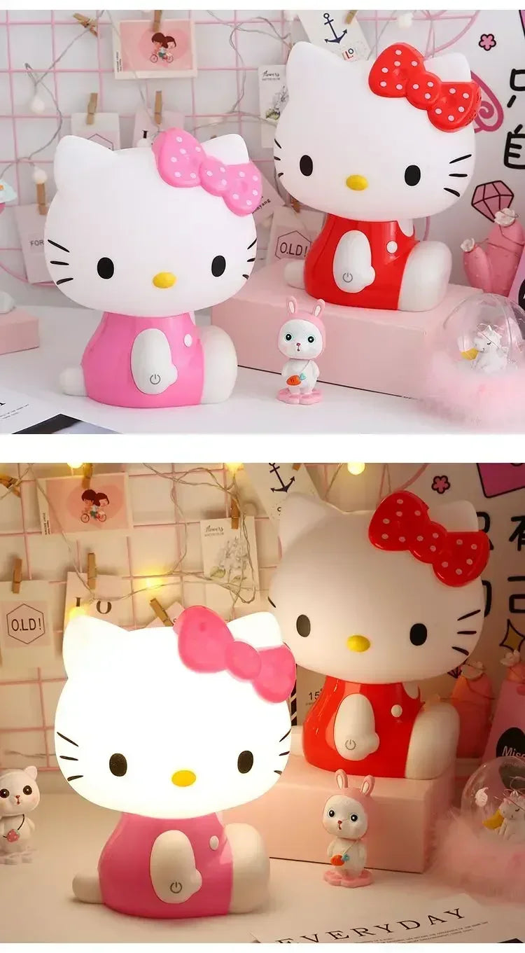 Hello Kitty 3D LED Small Night Lamp Touch Plug-in Baby Feeding home Bedroom Dreamy Sleep Light Eye Protection Bedside Room Decor