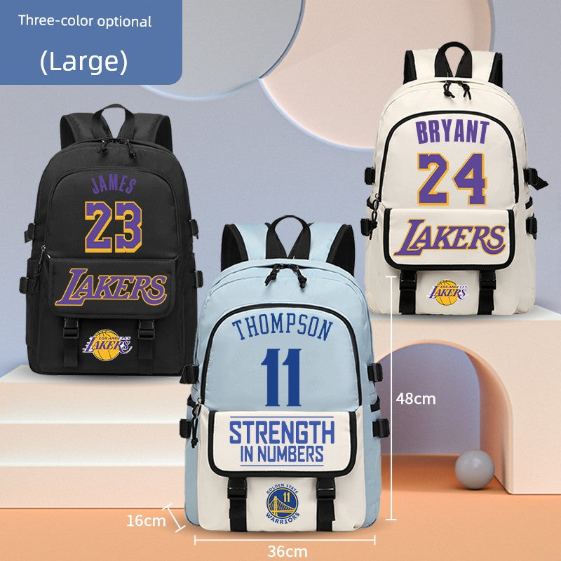 NBA Joint Name New Arrival Large Capacity Schoolbag Boys Primary School Students Kids Niche Style Kobe Star James Men's Lightweight