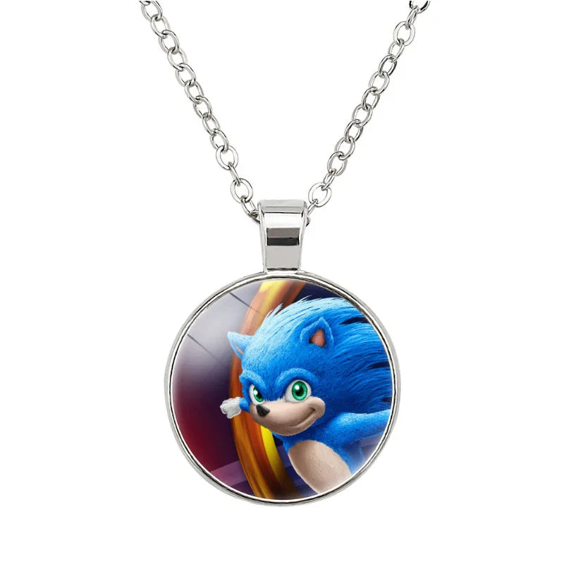 Sonic The Hedgehog Necklace Silver Pendant.
