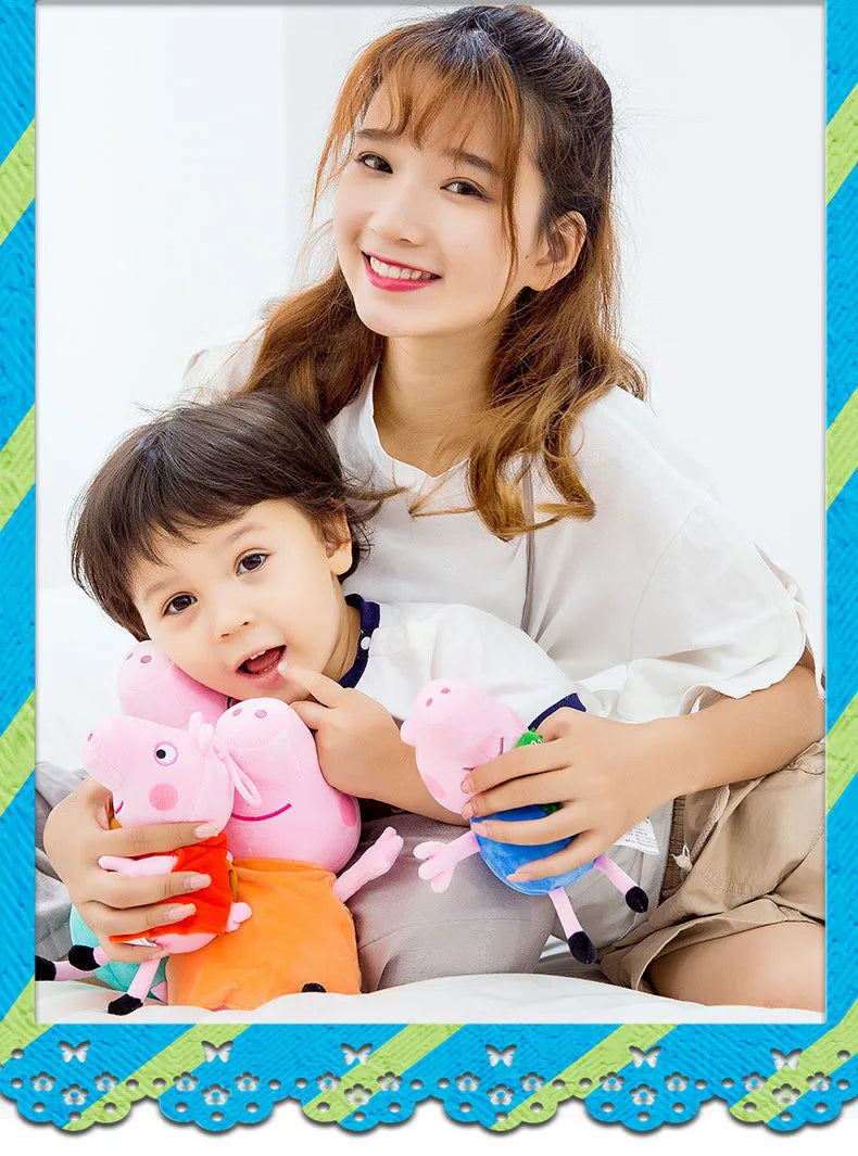 Cute Peppa Pig Plush Toy Kawaii Piggy George Piggy Daddy Piggy Mummy Cartoon Doll Children's Room Decoration Throw Pillow