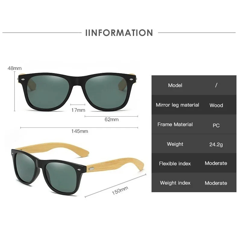 Men's Ultraviolet Sunglasses Classic Driving Riding UV400 Sports Sun Glasses Eyewear Wooden Bamboo Eyeglasses