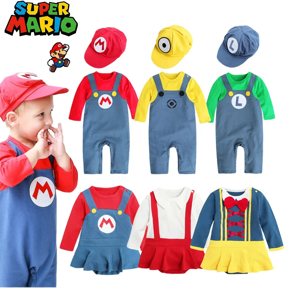 New Super Mario Bros Long sleeved Suit Baby Rompers