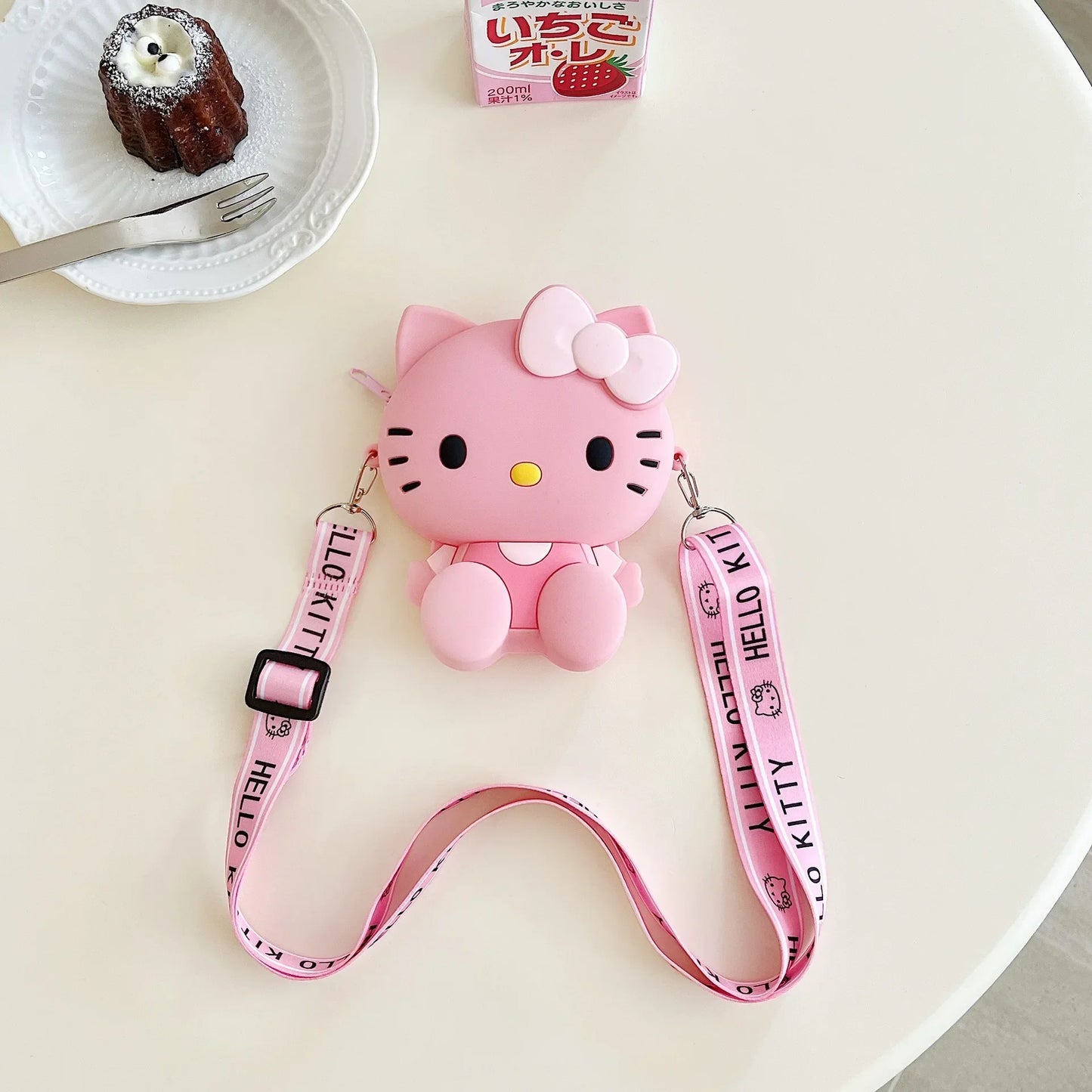 Funny Sanrio Hello Kitty Crossbody Bag for Girls - Cute Cartoon Silicone Coin Purse, Casual Shoulder Bag Kids Holiday Gift