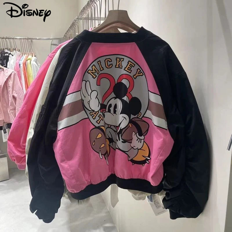 Disney 2022 New Arrival Top Fashion Autumn Cotton Loose Casual Cartoon Mickey Mouse Print Jacket Brand Clothing Zipper Coats