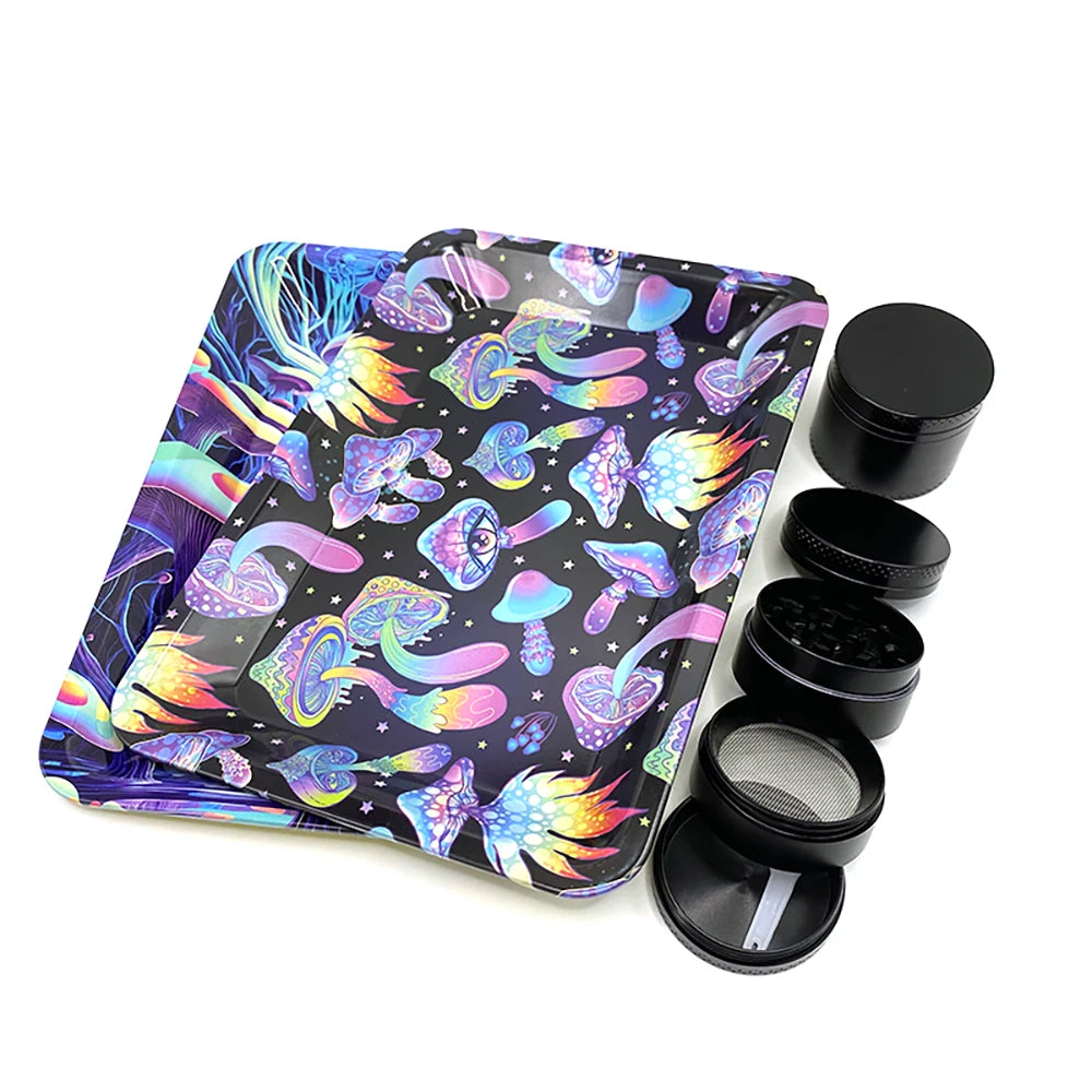 Rolling Tray Plate 40mm Metal Herbal Grass Grinder Kit 18x12.5cm Tinplate Smoking Accessories Gift Smoke Case