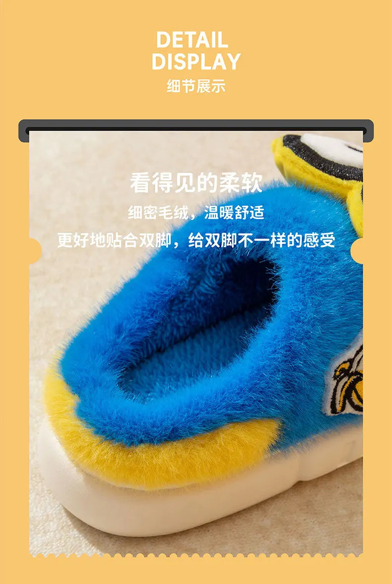 2024 New Cute Cartoon Minions Children Slippers Cartoon Boys And Girls Home Indoor Comfortable Warm Non Slip Slipper Winter Gift