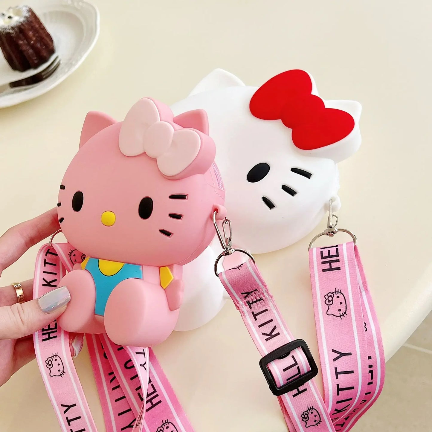 Funny Sanrio Hello Kitty Crossbody Bag for Girls - Cute Cartoon Silicone Coin Purse, Casual Shoulder Bag Kids Holiday Gift