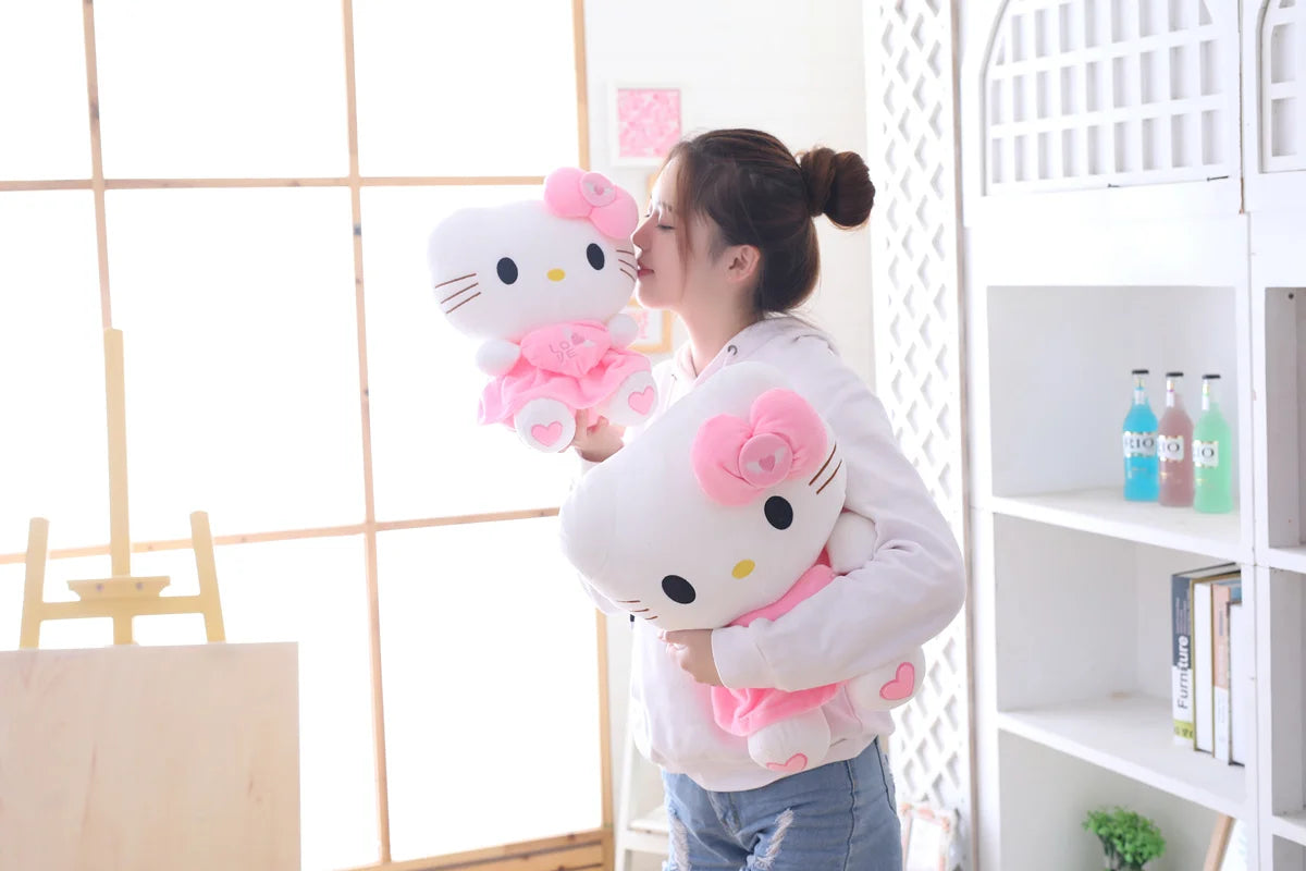 35-70cm Big Size Sanrio Hello Kitty Plush Toys Cute Anime Peripherals Movie KT Cat Stuffed Doll Hello Kitty Xmas Gift For Kid