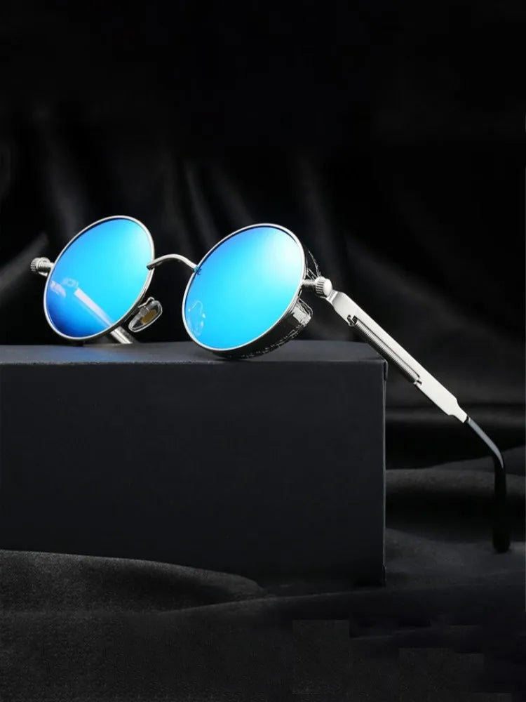 Metal Steampunk Sunglasses Men Women Fashion Round Glasses Brand Designer Vintage Sun Glasses