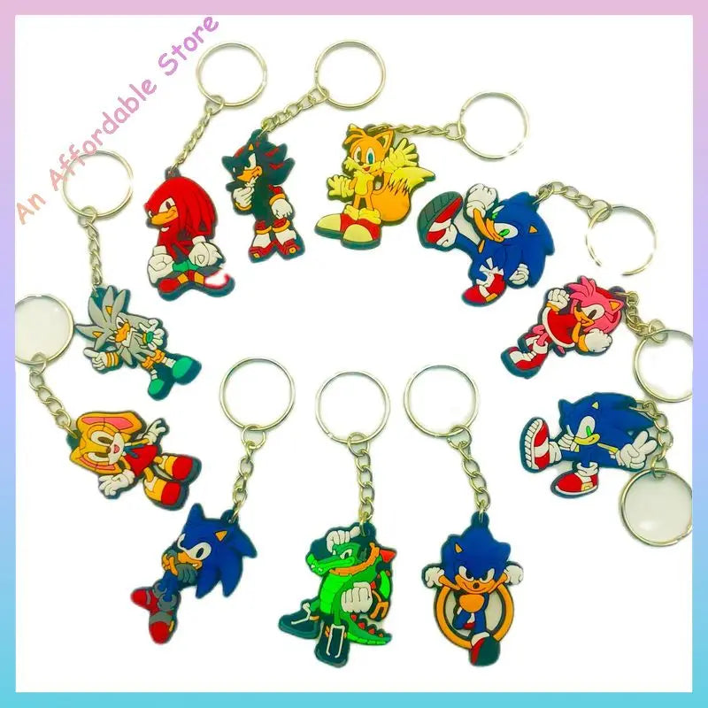 New Sonic The Hedgehog Key Chain Pendant Key Chain Hangings Pvc Japanese Anime Key Ring Schoolbag Decoration