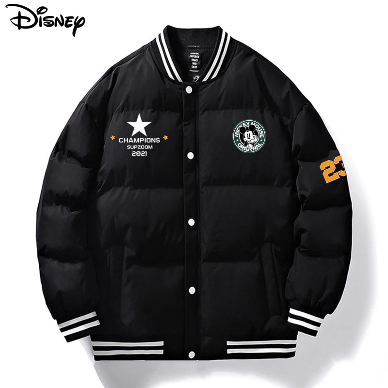 Disney New Arrival Brand Clothing Top Fashion Mickey Mouse Print Logo Loose Cardigan Winter Coat Casual Cotton-padded Jacket