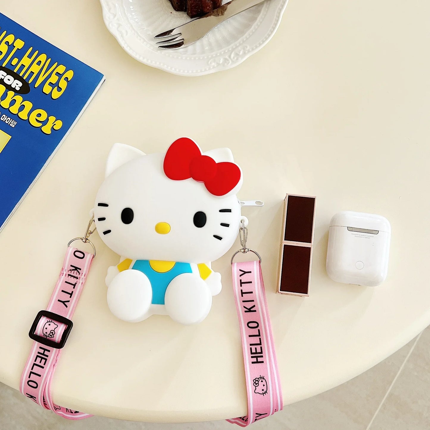 Funny Sanrio Hello Kitty Crossbody Bag for Girls - Cute Cartoon Silicone Coin Purse, Casual Shoulder Bag Kids Holiday Gift