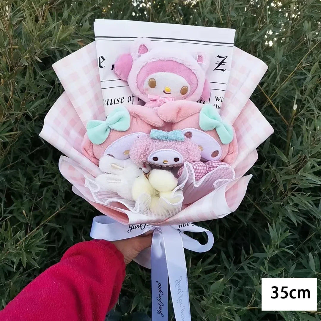 Hello Kitty Cartoon Plush Bouquet Anime Rose Soap Flowers Doll Home Wedding Decoration Christmas Valentine's Day Gift
