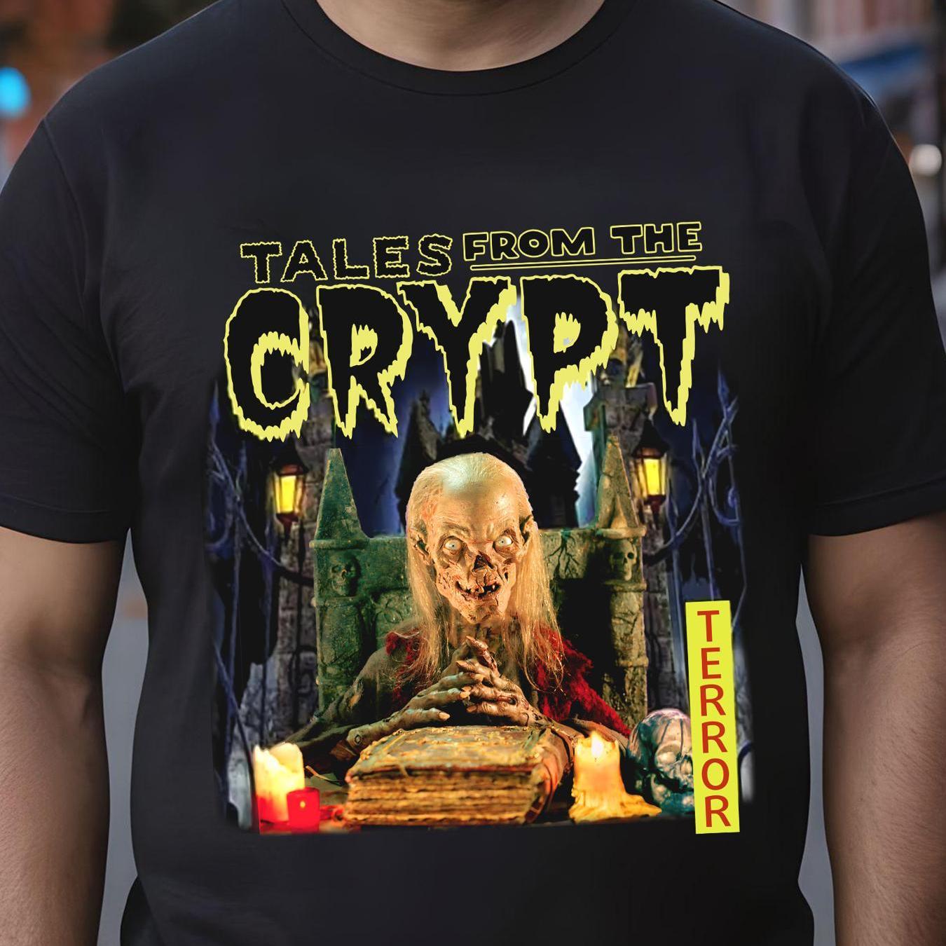 Tales From The Crypt Cotton Printed T-Shirt for Men, Featuring Crypt Keeper, Perfect for Horror Movie Fans, Ideal Zombie Halloween Costume or Gift