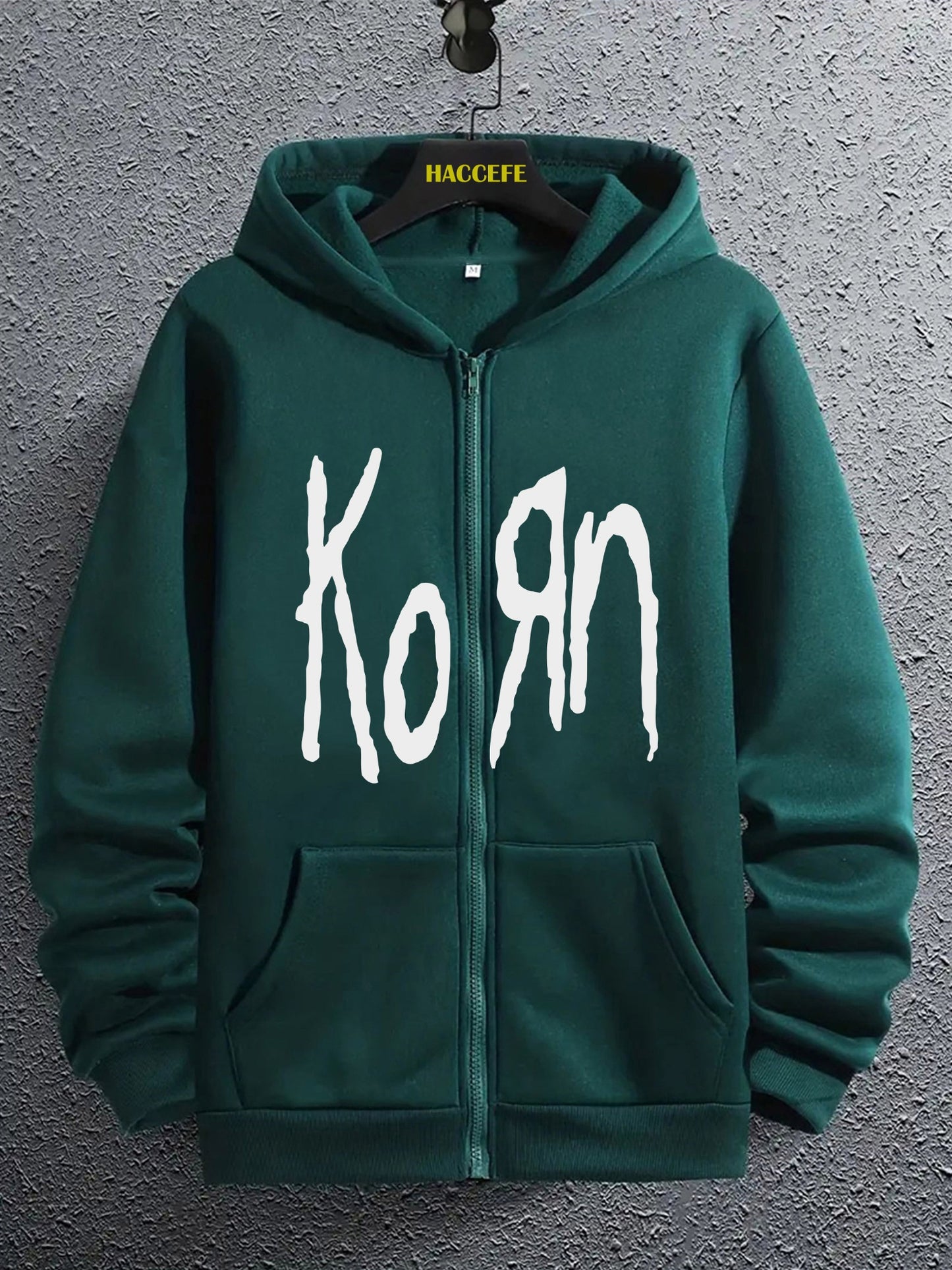 1pc Men'S Fashion Casual Pullover Hoodie with Letter Print, Long Sleeve Zip-Up Hooded Jacket with Kangaroo Pocket, Polyester Stretch Fabric, Regular Fit for All Seasons