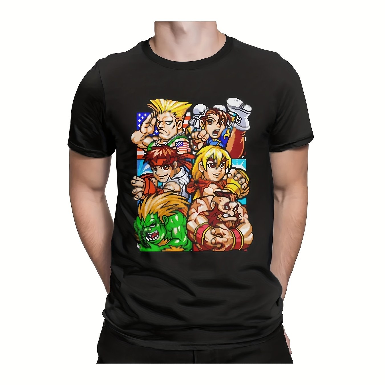 STREET Tournament Fighters 2 Boyfriend Tops Akuma Blanka Ken Ryu Sagat Gift T Shirt For Men Short Sleeve Round Neck Tees FIGHTER 220g
