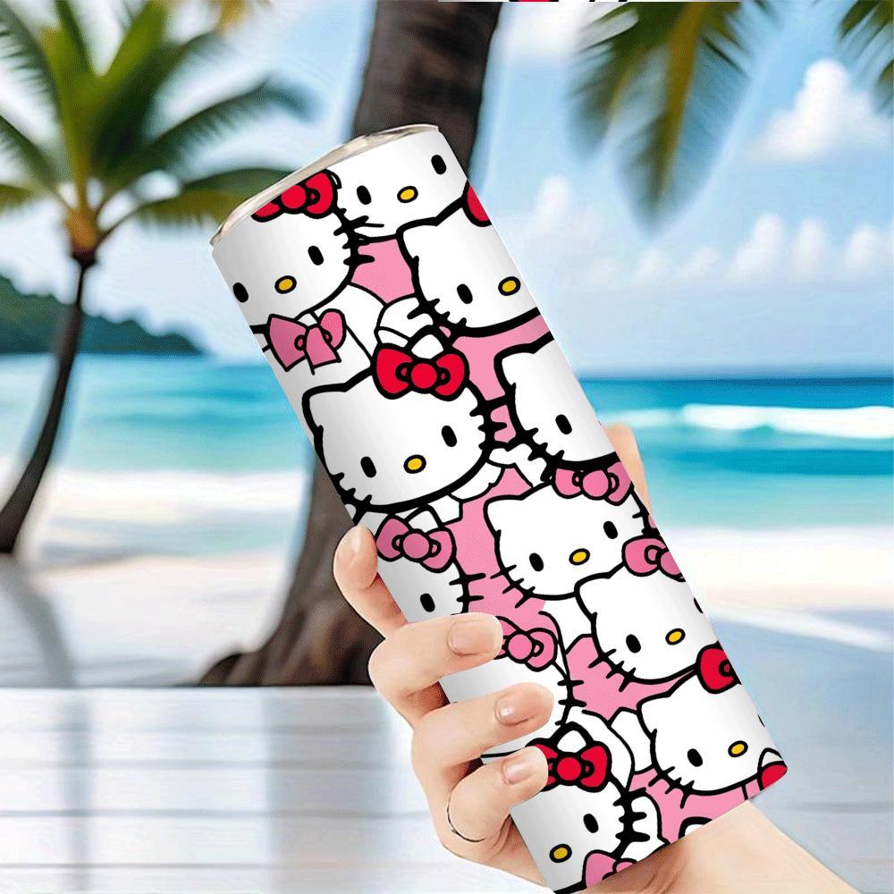 Hello Kitty 20oz Stainless Steel Tumbler with Straw - Perfect for Hot & Cold Drinks, Ideal for Home, Travel & Outdoor Use - Great Gift for Friends, Best for Christmas