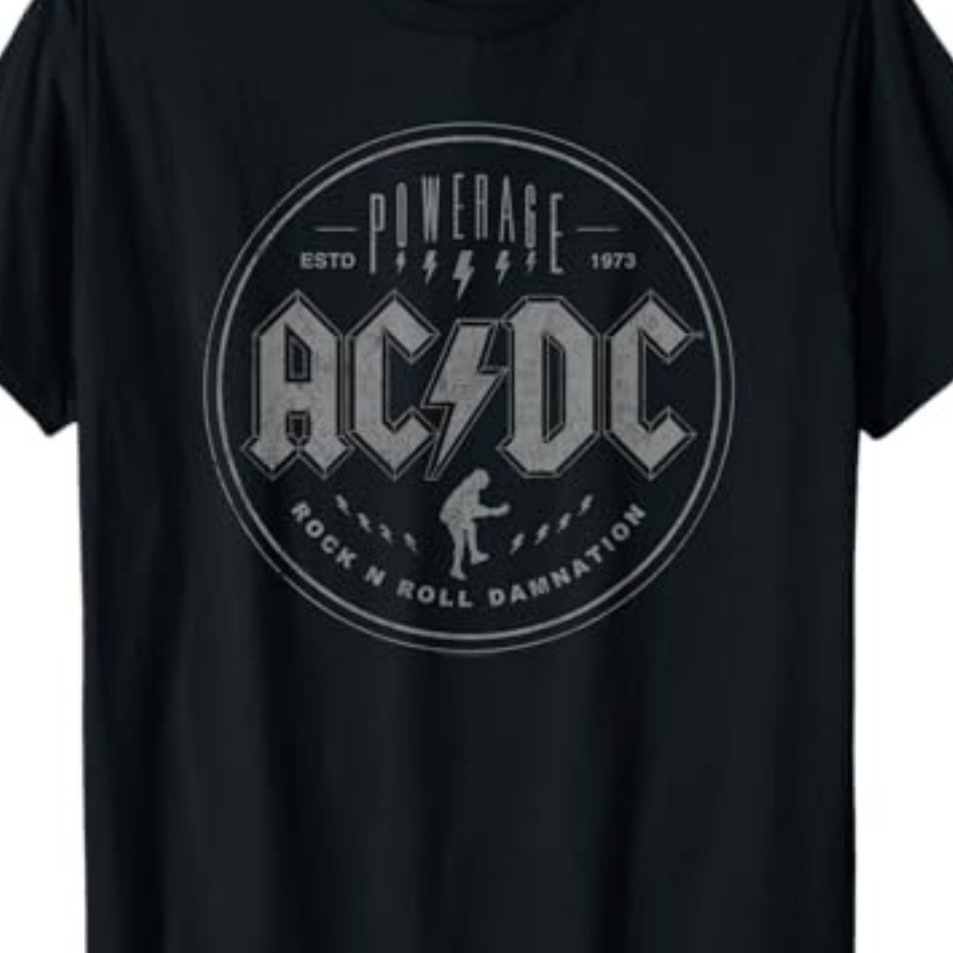 1pc Women'S Casual Cotton T-Shirt with AC/DC Rock N Roll Damnation Lettering, Round Neck, Regular Length - Spring/Summer/Autumn Knit Top