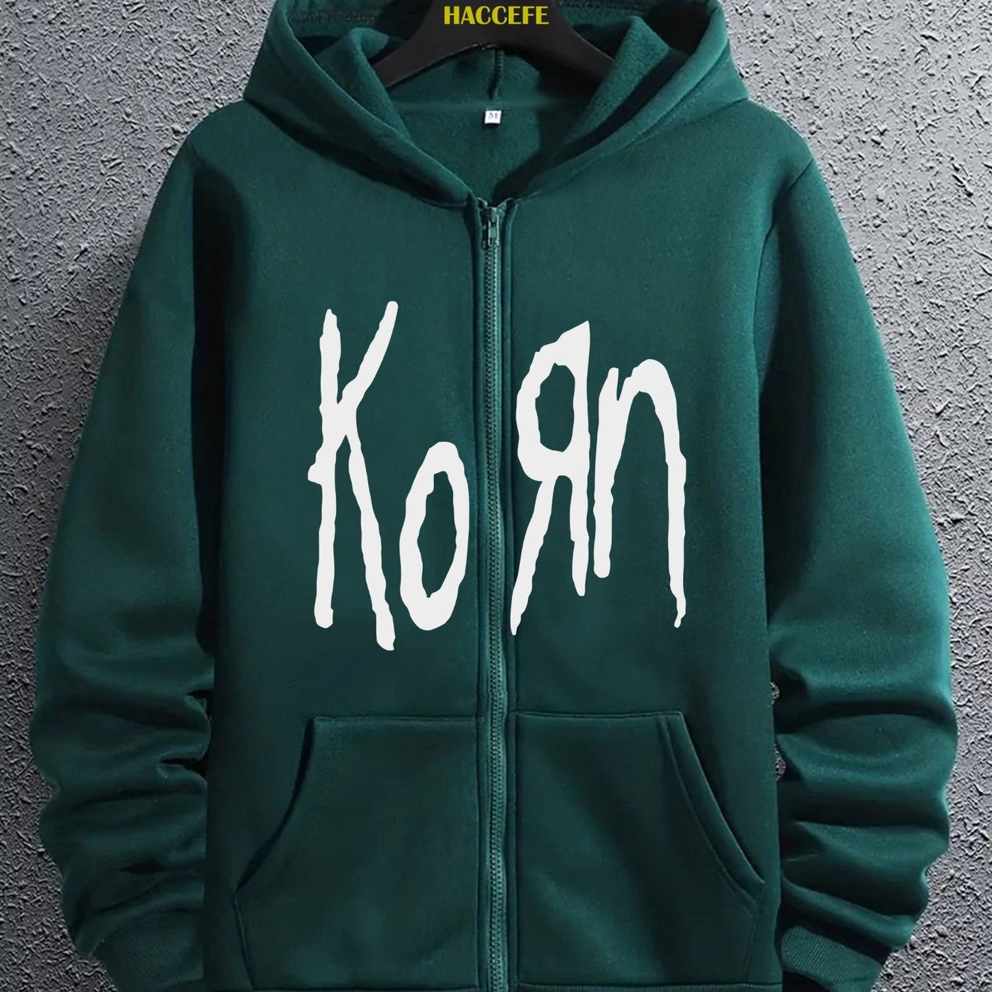 1pc Men'S Fashion Casual Pullover Hoodie with Letter Print, Long Sleeve Zip-Up Hooded Jacket with Kangaroo Pocket, Polyester Stretch Fabric, Regular Fit for All Seasons