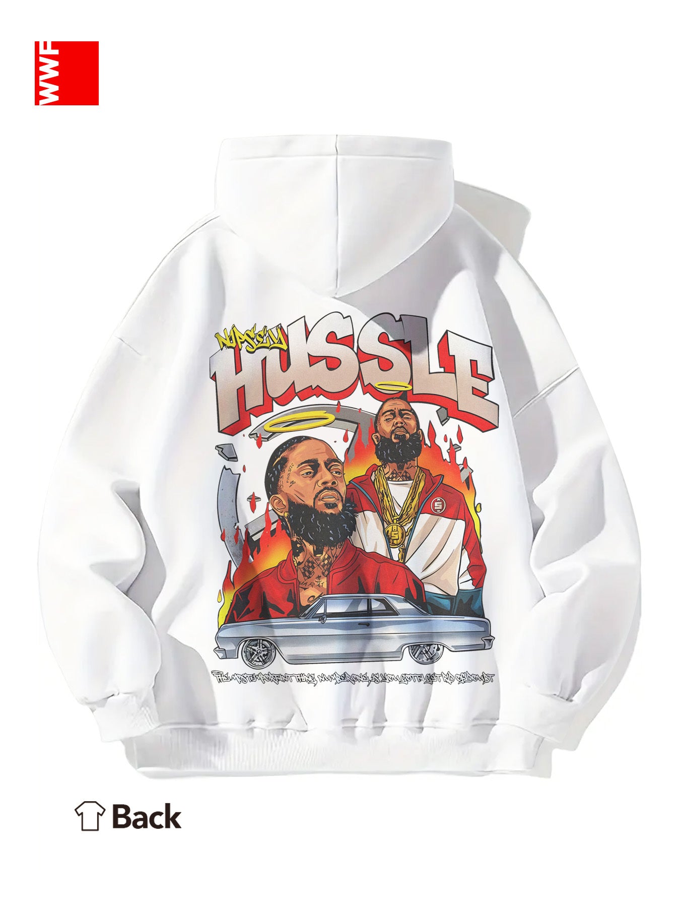 1pc Hussle BLK Graphic Hoodie for Men and Women - Cotton Blend Street Style Pullover with Drawstring, Long Sleeve, Kangaroo Pocket - Digital Heat Transfer Portrait Design, Regular Fit Hooded Sweatshirt for Casual Daily Wear