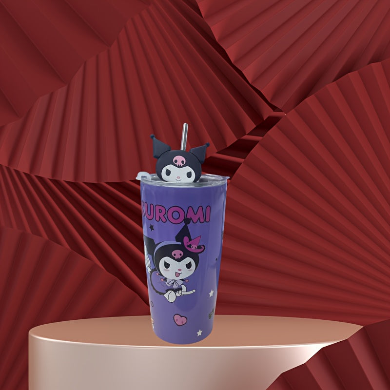 Sanrio Series Kt Cat Yugui Dog Kuromi Melody Outdoor Cup 20.29oz Straw Cup Double-layer Large Capacity Vacuum Cup Car Coffee Cup