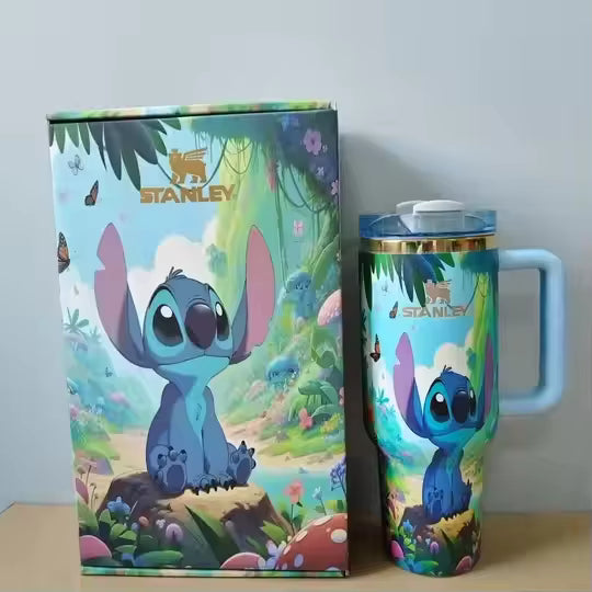 🧵 40 oz Stitch Stanley Tumbler – Collector’s Gift Box Edition- LT BLUE