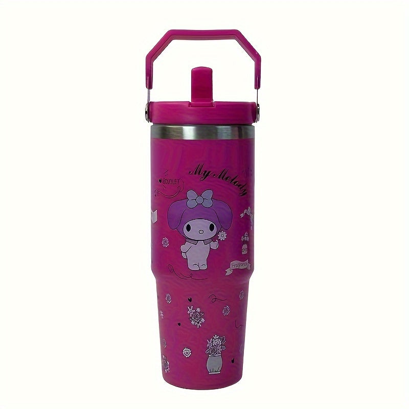 Sanrio Hello Kitty & Friends 30oz Insulated Stainless Steel Tumbler - Leakproof, Portable for Travel, Sports, Fitness | Cute My Melody & Cinnamoroll Designs | Ideal for Car Use