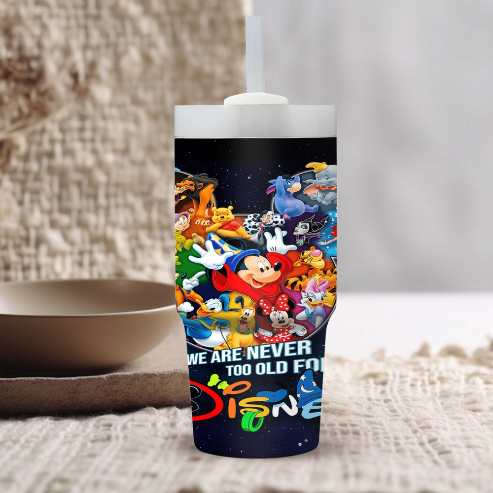 14oz Stainless Steel Tumbler with Cartoon Character Print, Insulated Hot & Cold Drink Cup, BPS-Free, with Straw, for Car, Home, Gift for Family & Friends, Suitable for Ages 14+, Hand Wash Only