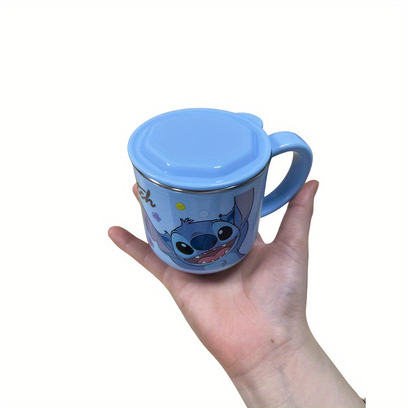 Stitch 8.79oz Stainless Steel Coffee Mug with Lid - Cute Cartoon Design, Perfect for Home & Outdoor Use, Ideal Christmas or Birthday Gift
