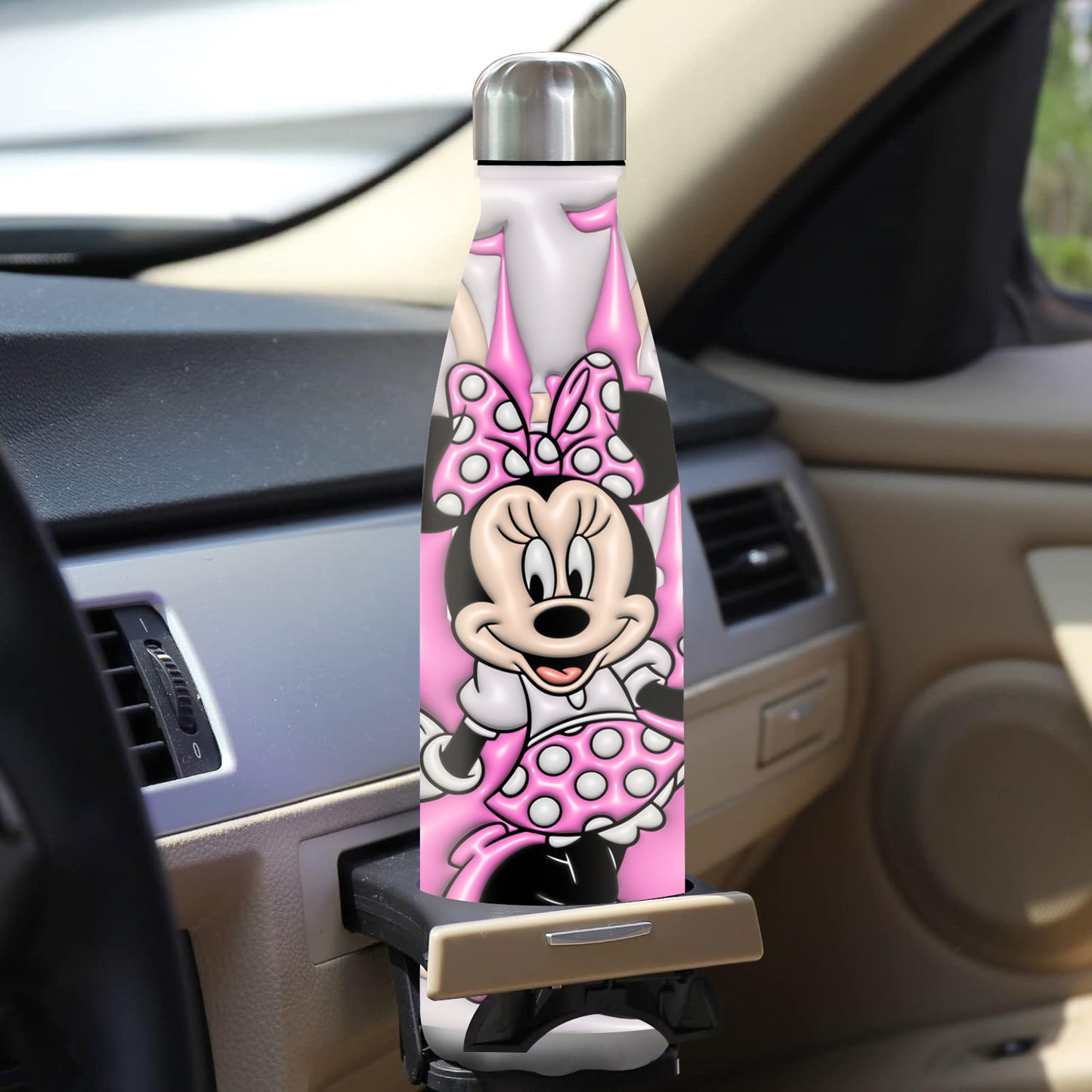 Disney Minnie Mouse 18oz Stainless Steel Insulated Soda Bottle - Leakproof, Double-Walled for Hot & Cold Drinks, Perfect Christmas Gift for Family and Friends