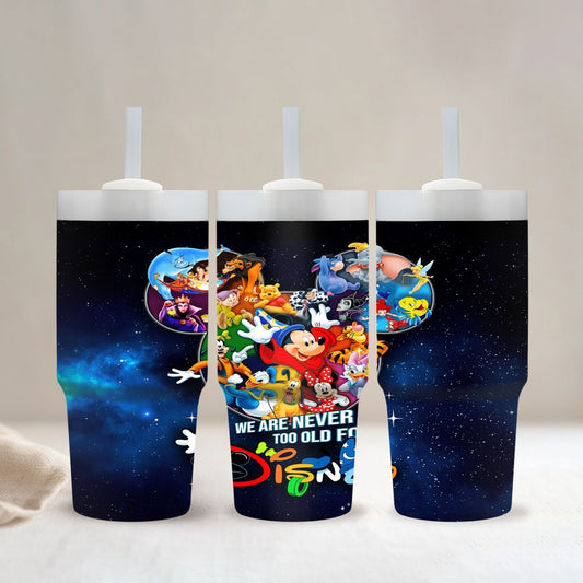 14oz Stainless Steel Tumbler with Cartoon Character Print, Insulated Hot & Cold Drink Cup, BPS-Free, with Straw, for Car, Home, Gift for Family & Friends, Suitable for Ages 14+, Hand Wash Only