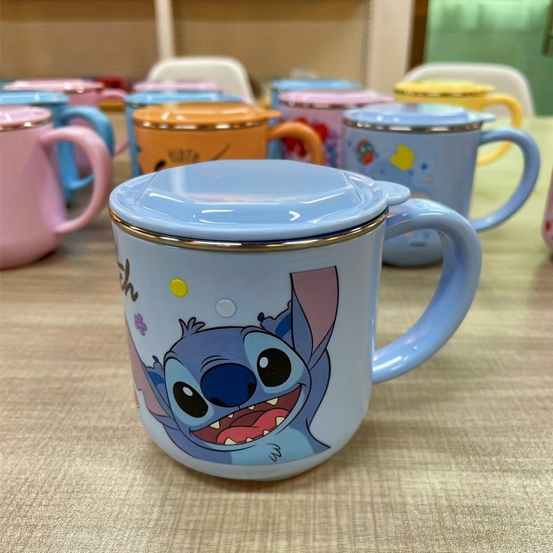 Stitch 8.79oz Stainless Steel Coffee Mug with Lid - Cute Cartoon Design, Perfect for Home & Outdoor Use, Ideal Christmas or Birthday Gift