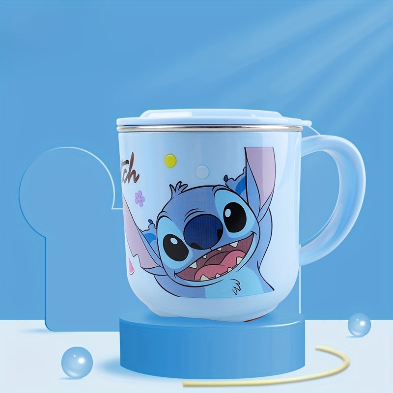 Stitch 8.79oz Stainless Steel Coffee Mug with Lid - Cute Cartoon Design, Perfect for Home & Outdoor Use, Ideal Christmas or Birthday Gift