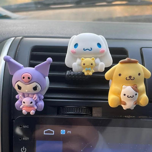 Hello Kitty Car Air Vent Clip-Ons, Cute Kawaii Aromatherapy Fragrance Decoration, Plastic Car Accessory for Fresh Scent - Set of Assorted Designs
