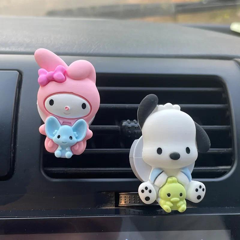 Hello Kitty Car Air Vent Clip-Ons, Cute Kawaii Aromatherapy Fragrance Decoration, Plastic Car Accessory for Fresh Scent - Set of Assorted Designs
