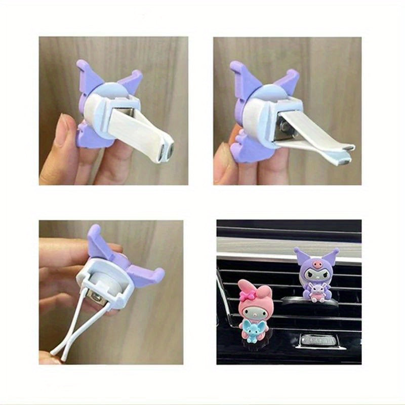 Hello Kitty Car Air Vent Clip-Ons, Cute Kawaii Aromatherapy Fragrance Decoration, Plastic Car Accessory for Fresh Scent - Set of Assorted Designs