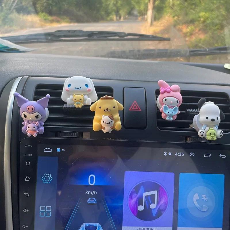 Hello Kitty Car Air Vent Clip-Ons, Cute Kawaii Aromatherapy Fragrance Decoration, Plastic Car Accessory for Fresh Scent - Set of Assorted Designs