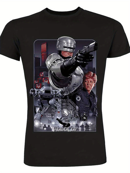 009. Robocop BK 21359 funny men short-sleeved T-shirt series black VV
