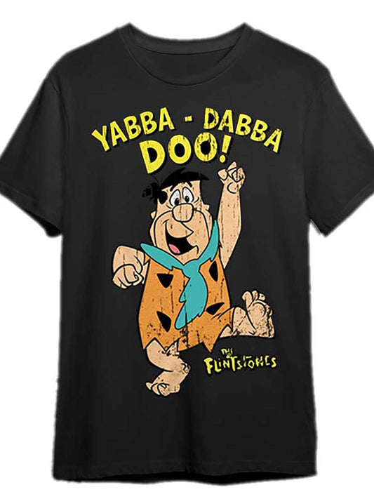 Fred Flintstone, Abadda Badu, Stone Age official T-shirt for men and women 334649 funny short sleeve printed T-shirt series for men, black PR
