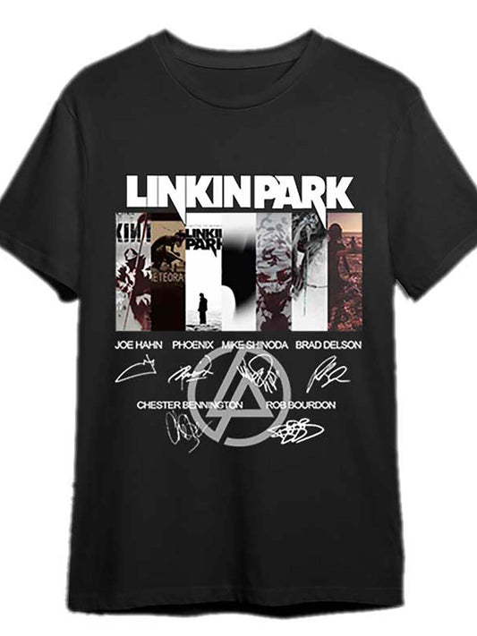 Black Signature Funny Men's Short Sleeve Printed T-shirt Lincoln Park Logo Rock Band T-shirt 337645 Series PR