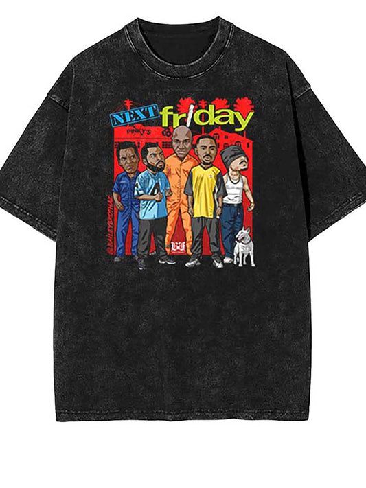 Next Friday 23129 vintage washed distressed batik thickened funny Men’s Short Sleeve Graphic T-shirt NE