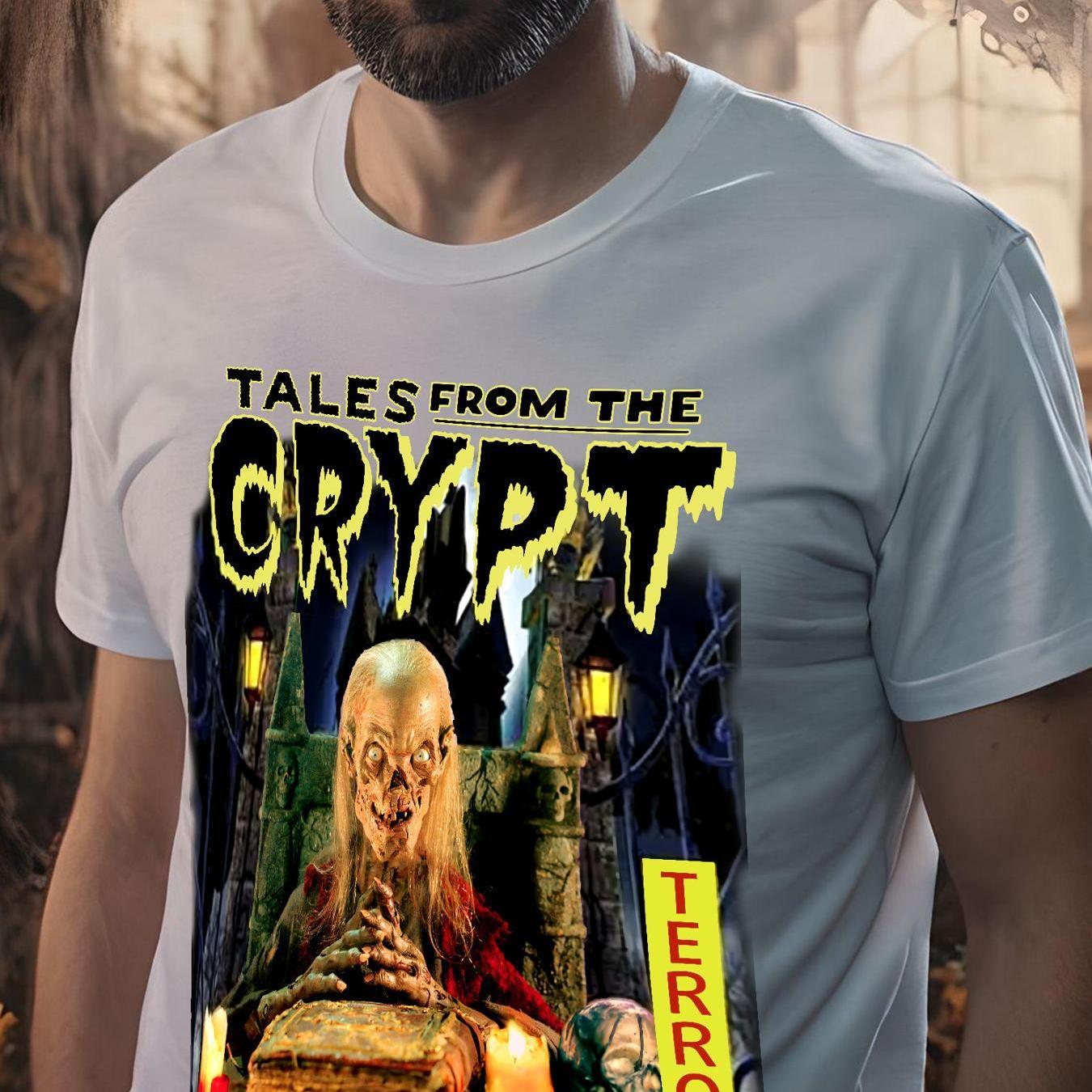 Tales From The Crypt Cotton Printed T-Shirt for Men, Featuring Crypt Keeper, Perfect for Horror Movie Fans, Ideal Zombie Halloween Costume or Gift