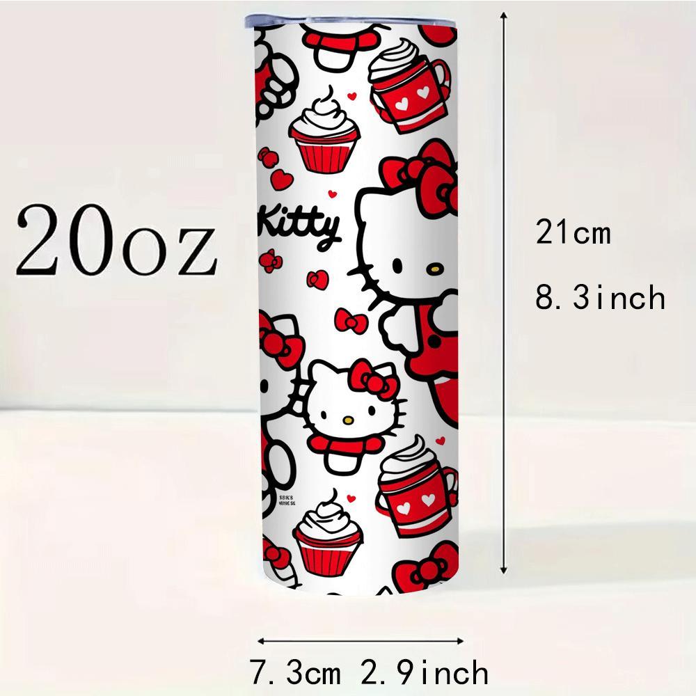 1pc Hello Kitty Stainless Steel Tumbler with Straw, Insulated Travel Mug, Durable Beverage Cup, with Straw for Cold/Hot Drinks, for Home & Outdoor Use, Ideal Gift for Friends