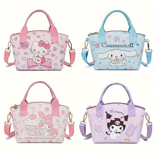 Adorable, Sanrio Kuromi & Hello Kitty Fashion Tote - Cute Cartoon Shoulder Bag with Multiple Compartments, Durable Polyester, Perfect for Daily Commute