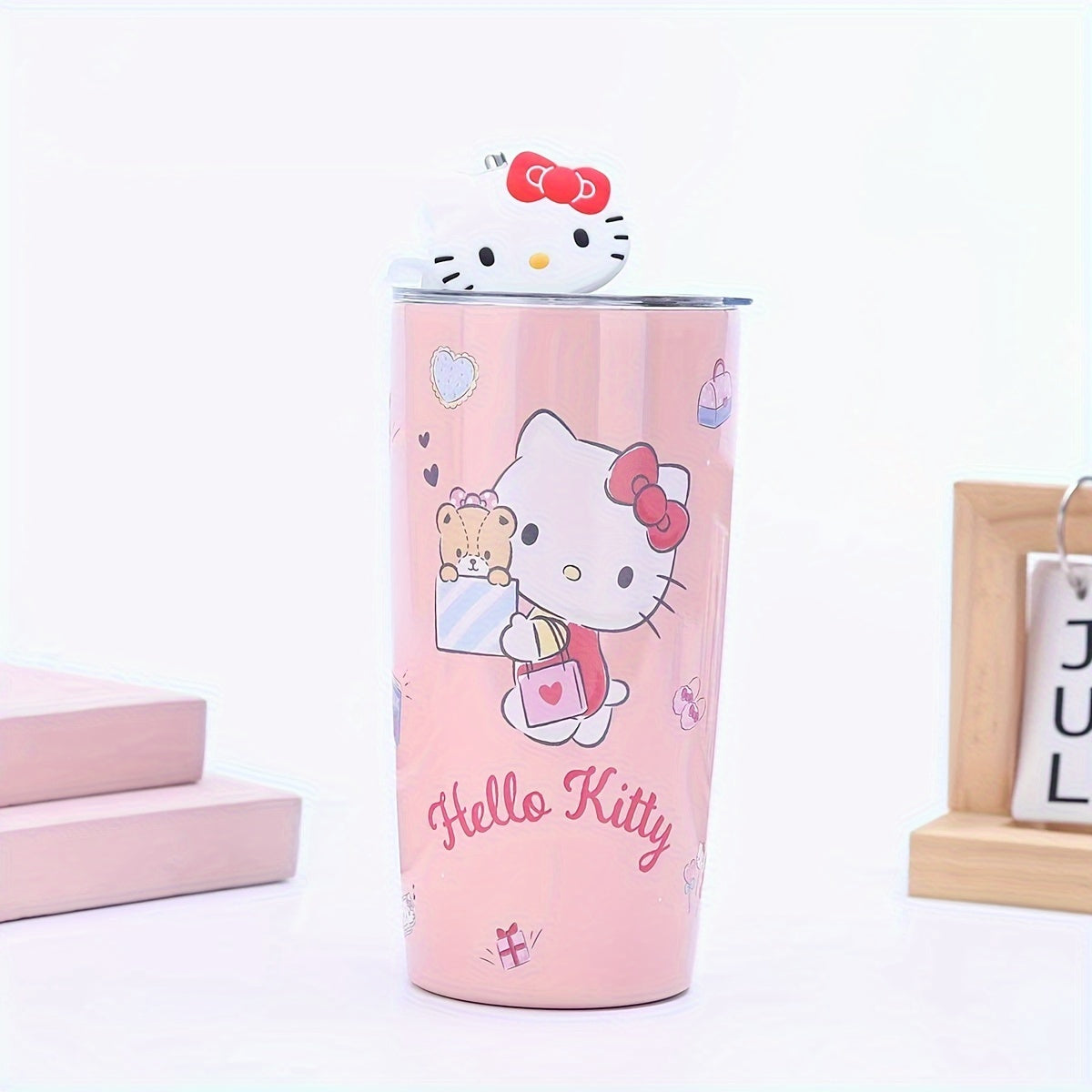 1pc, Hello Kitty And Kuromi Vacuum Flask, 20oz Stainless Steel Insulated Water Bottles with Lid, Straw And Leakproof Design, Suitable for Travel, Sports, Fitness, Gift