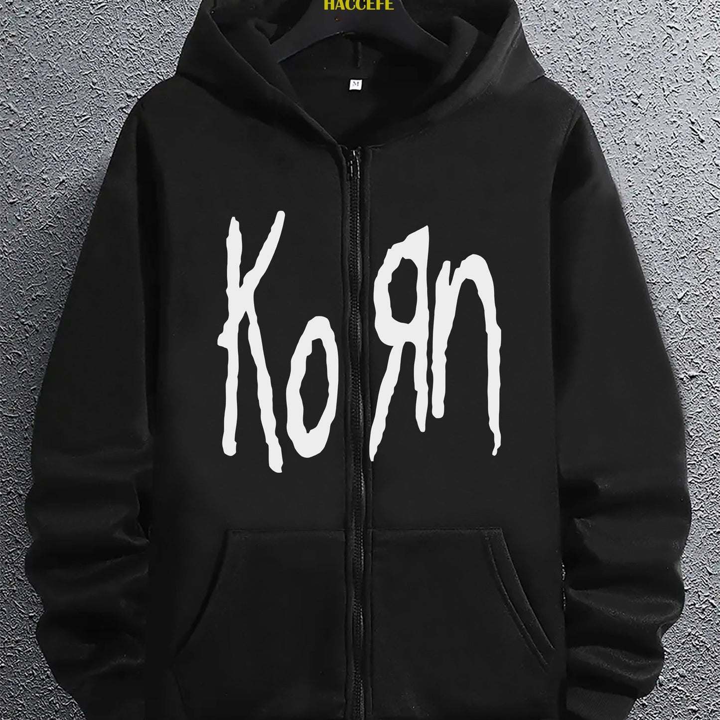 1pc Men'S Fashion Casual Pullover Hoodie with Letter Print, Long Sleeve Zip-Up Hooded Jacket with Kangaroo Pocket, Polyester Stretch Fabric, Regular Fit for All Seasons