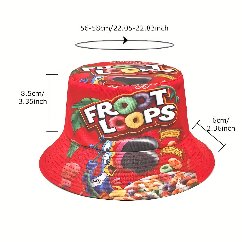 Snack Print Fisherman Hat Hip Hop Street Outdoor Party Sun Hat for Men and Women