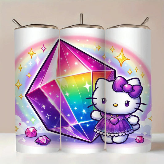 1pc Hello Kitty Stainless Steel Tumbler with Straw, Insulated Travel Mug, Durable Drinkware, with Cartoon Character Design, for Home, Office, and Outdoor Use, Ideal Gift for Friends