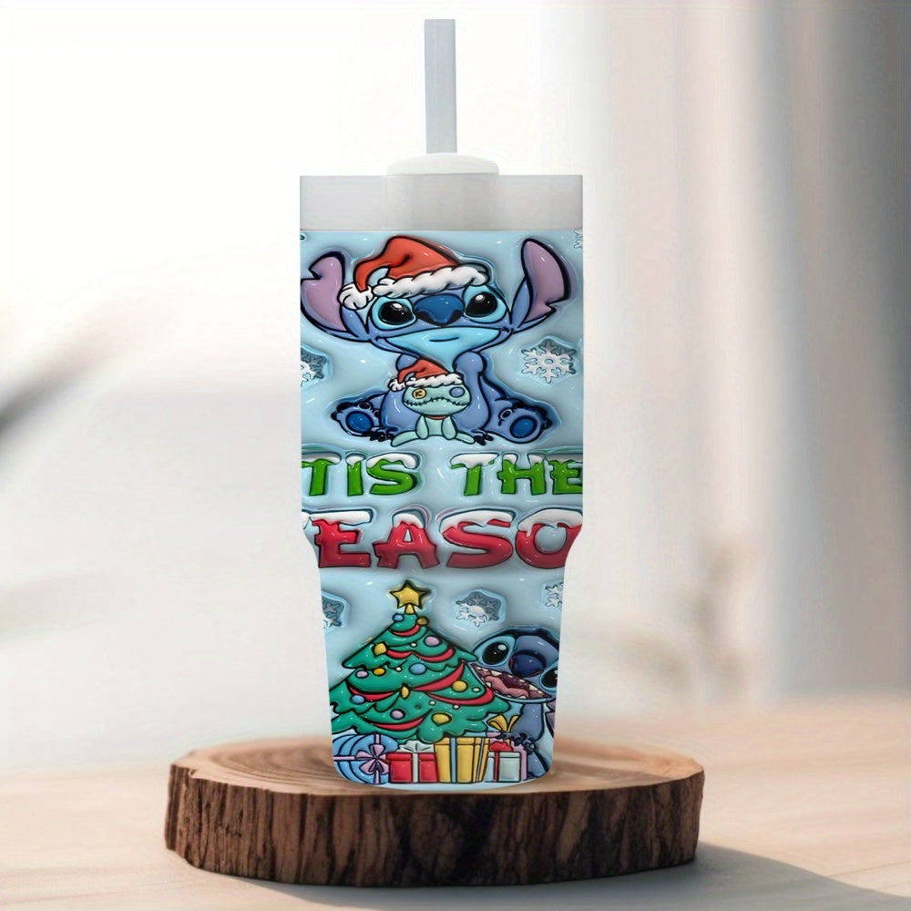 Stitch 14oz Insulated Tumbler with Straw - Stainless Steel, BPA-Free, Perfect for Car & Home Use, Ideal Gift for Family and Friends