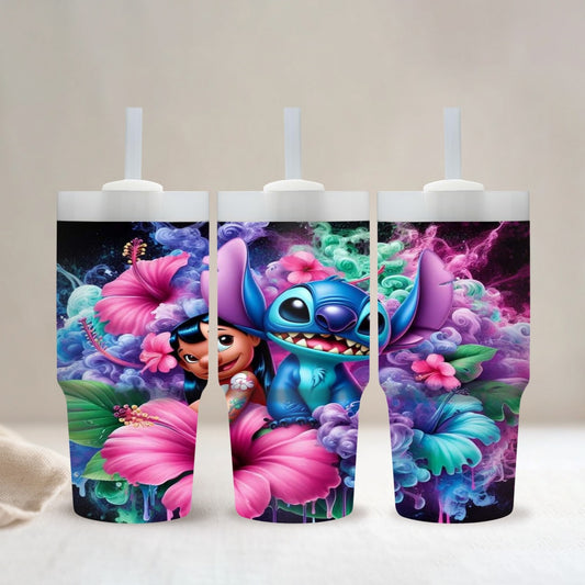 14oz Stainless Steel Tumbler with Straw, Cartoon Character Print, Vacuum Insulated Travel Mug, BPA-Free, Hand Wash Only, with Straw for Home, Car, Gift for Family and Friends